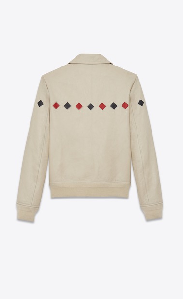 Checked varsity jacket in vintage crinkled leather